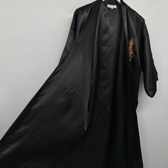Vintage Uahong Mei Asian Satin Kimono Robe Size XL No Belt Embroidered Dragon - Picture 9 of 13